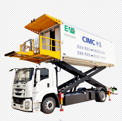Le camion électrique d'aéroport de véhicule de restauration a servi aux passagers de vol d'embarquement